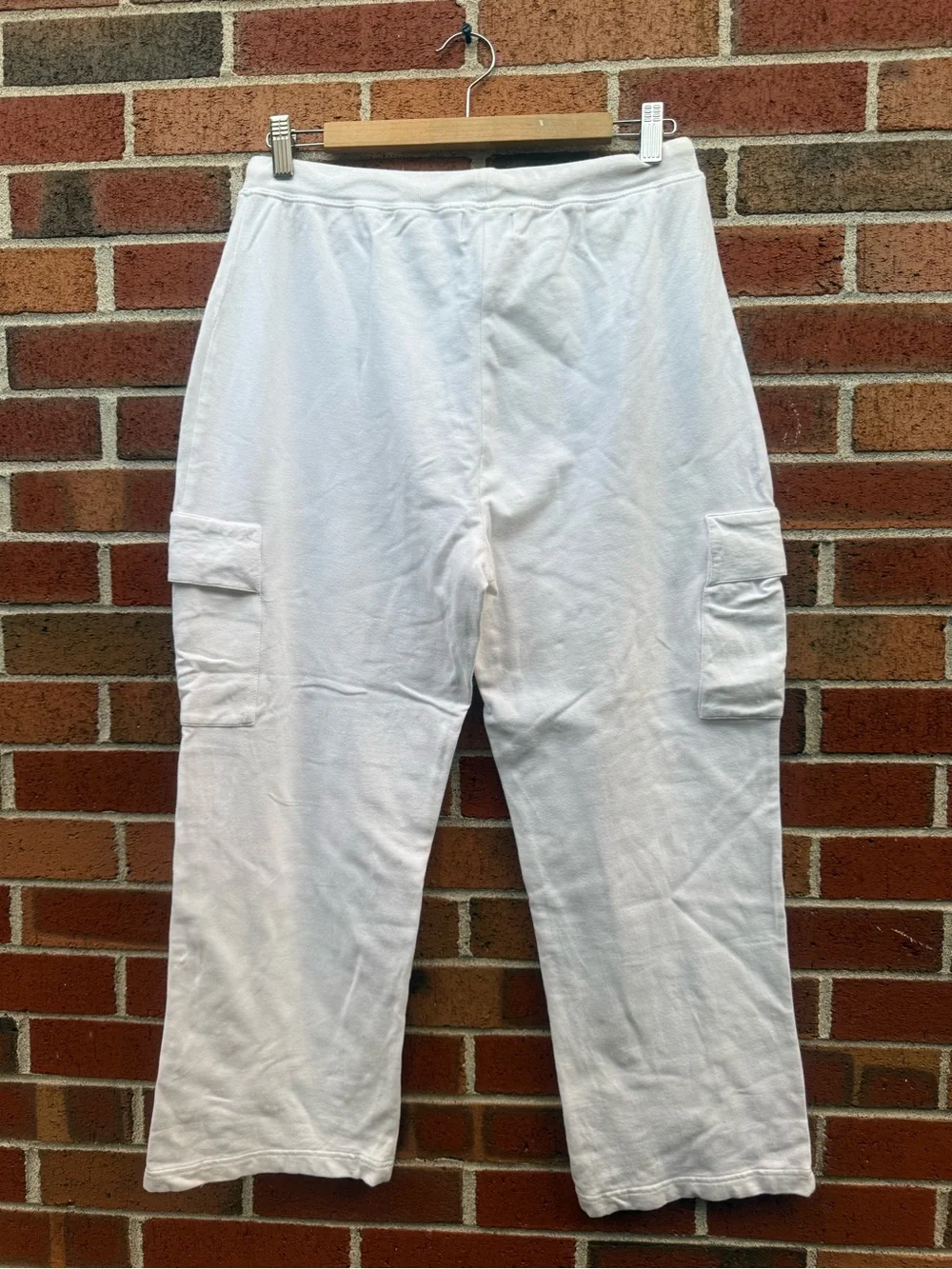 N.Y.L. New York Laundry White Cargo Sweatpants Size Large Cotton Stretch